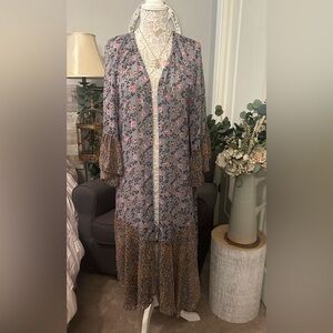 Umgee long boho duster kimono flowy style bell sleeve cardigan size Medium